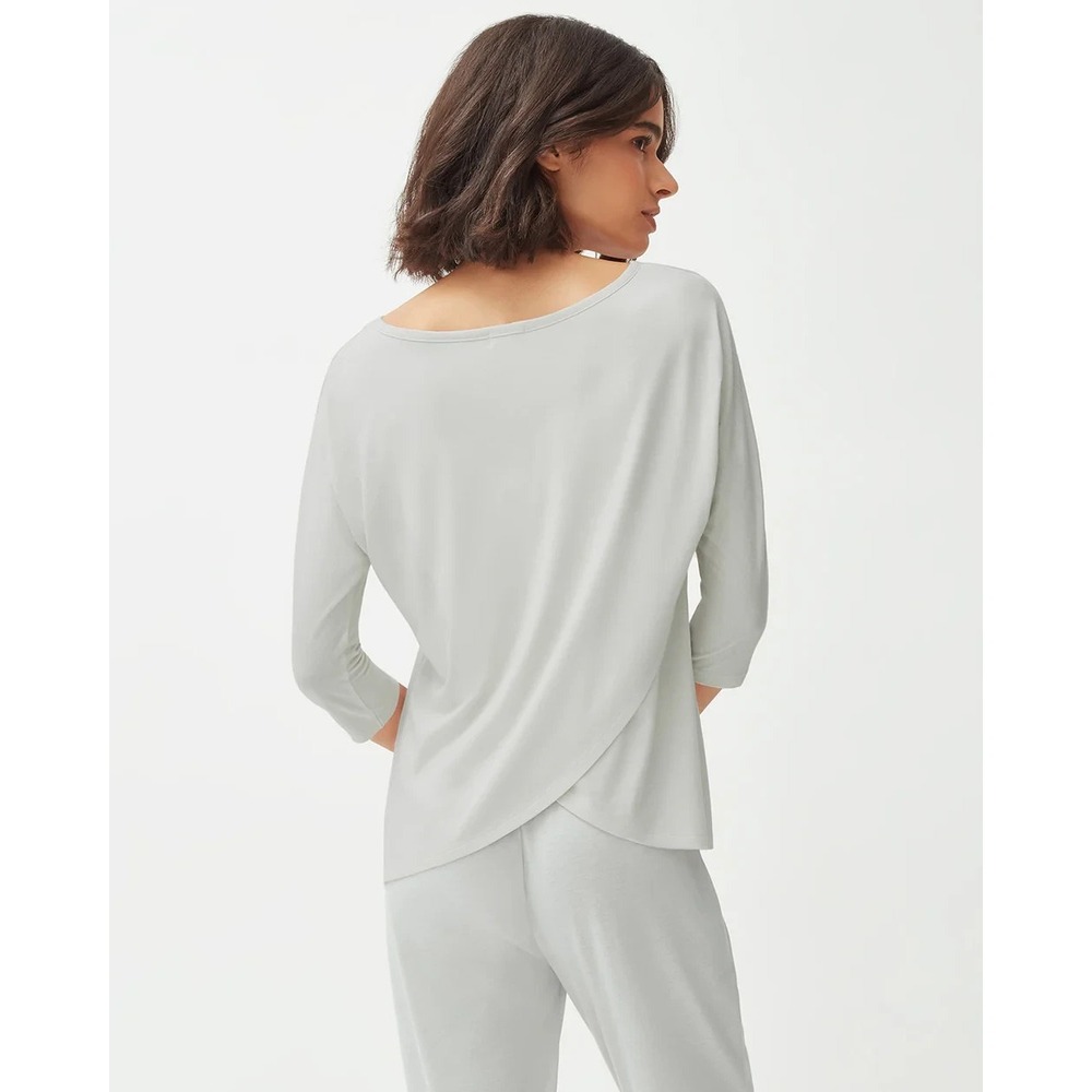 Cuyana Organic Pima Cotton Drape-Back Lounge Pajama Top In Heather Gray Sz L